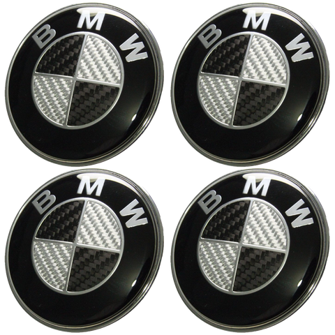 Afauto 7pcs BMW Black-Silver Carbon Fiber Style Emblem Logo Badge